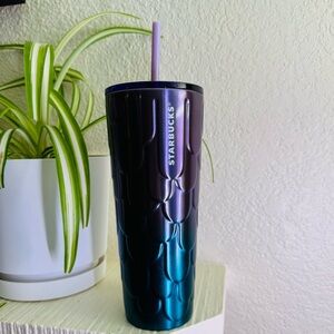 Starbucks Mermaid Scales Purple Teal Ombre Stainless Steel Cold Cup Tumbler 24oz